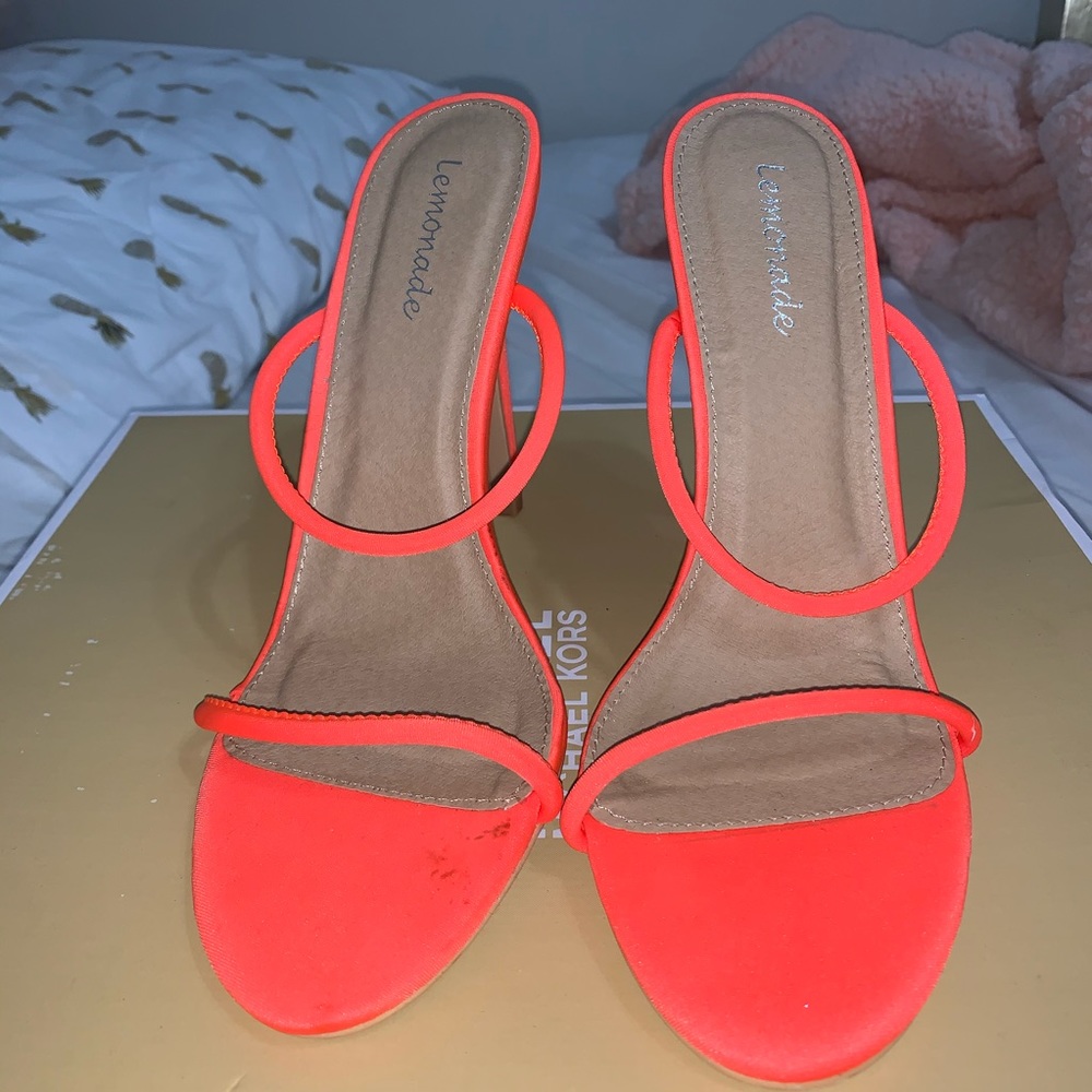Neon Orange Strap Mule Sandals View 2